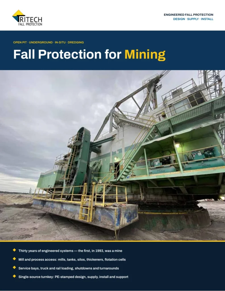 Page 1 of the Mining Fall Protection Brochure PDF